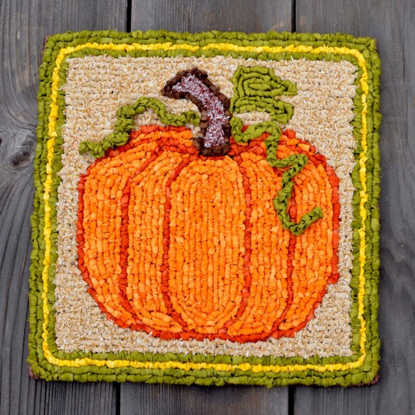 Pumpkin Mat - Locker Hooked, Simple Crochet