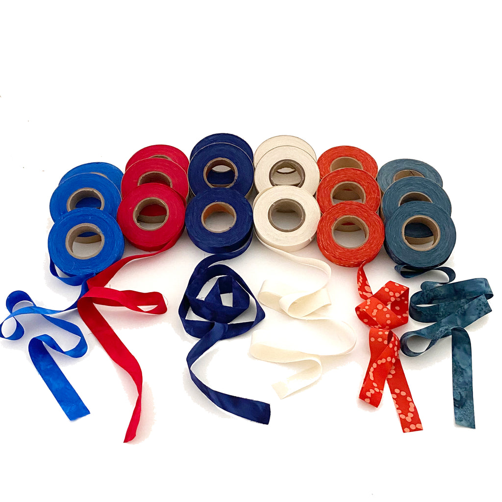 Americana, red, white and blue. Hand-dyed fabric strips, great for locker hooking, crochet, weaving, tapestry, 300+ yds