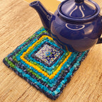 locker hooking, kit, trivet, rug hooking, fabric strips, locker hook