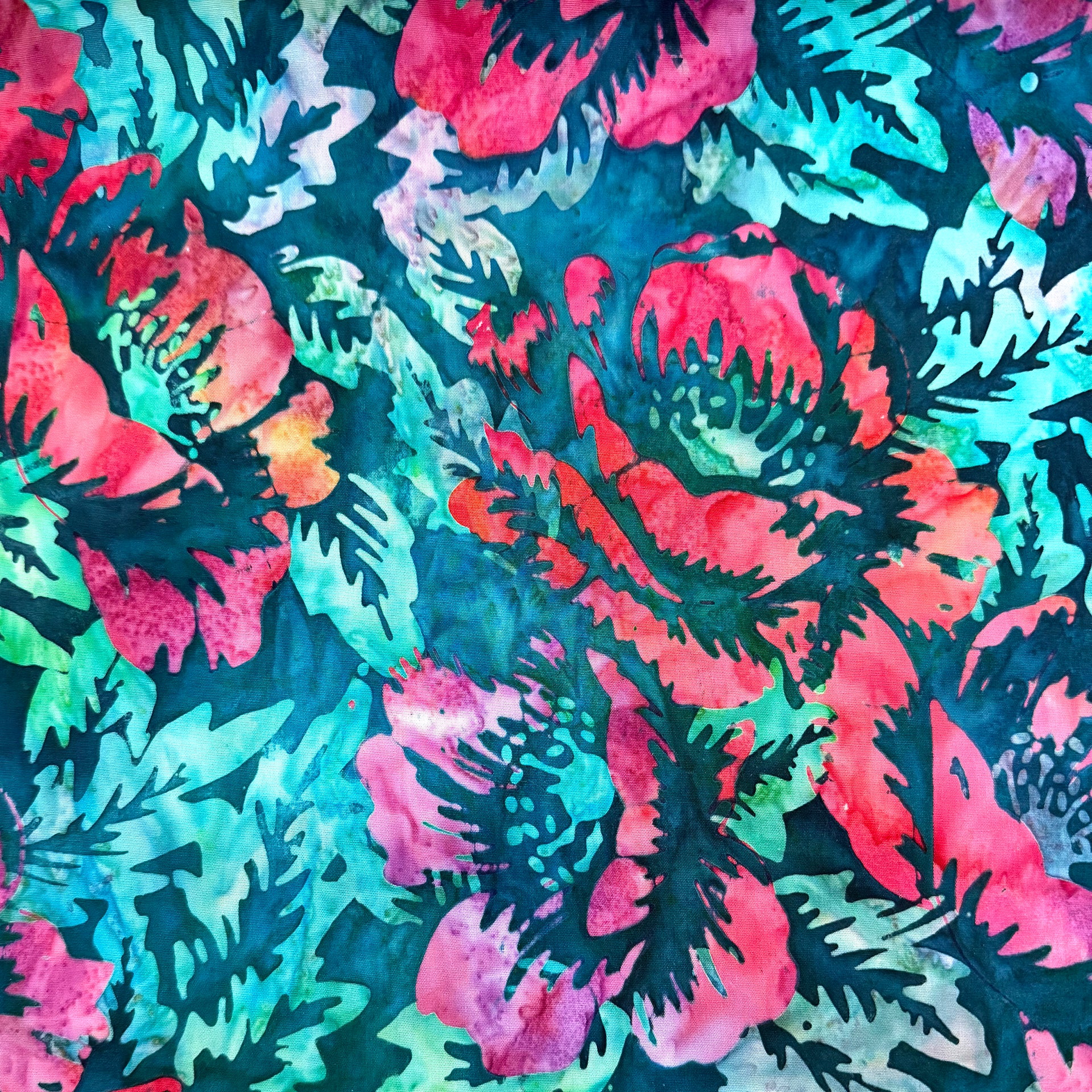 Color Crazy Hand-Dyed Cotton Fabric - Emerald Poppies
