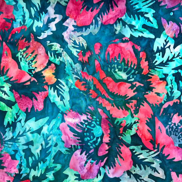 NEW! Color Crazy Hand-Dyed Cotton Fabric - Emerald Poppies