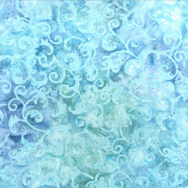 NEW! Color Crazy Hand-Dyed Cotton Fabric - Aqua Filigree