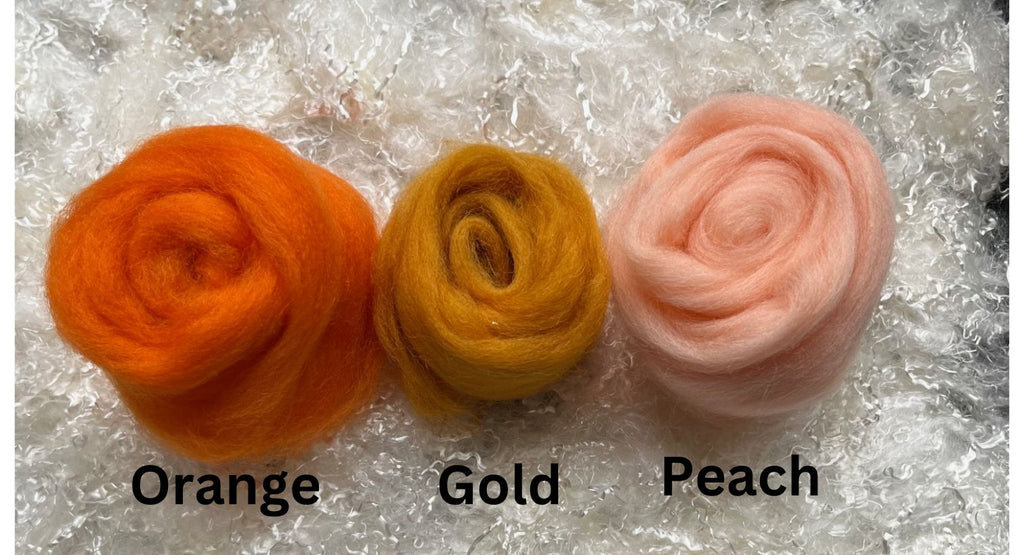 Gold dyed Corriedale wool top roving, second view