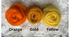 Gold dyed Corriedale wool top roving, third view