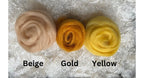 Gold dyed Corriedale wool top roving, fourth view