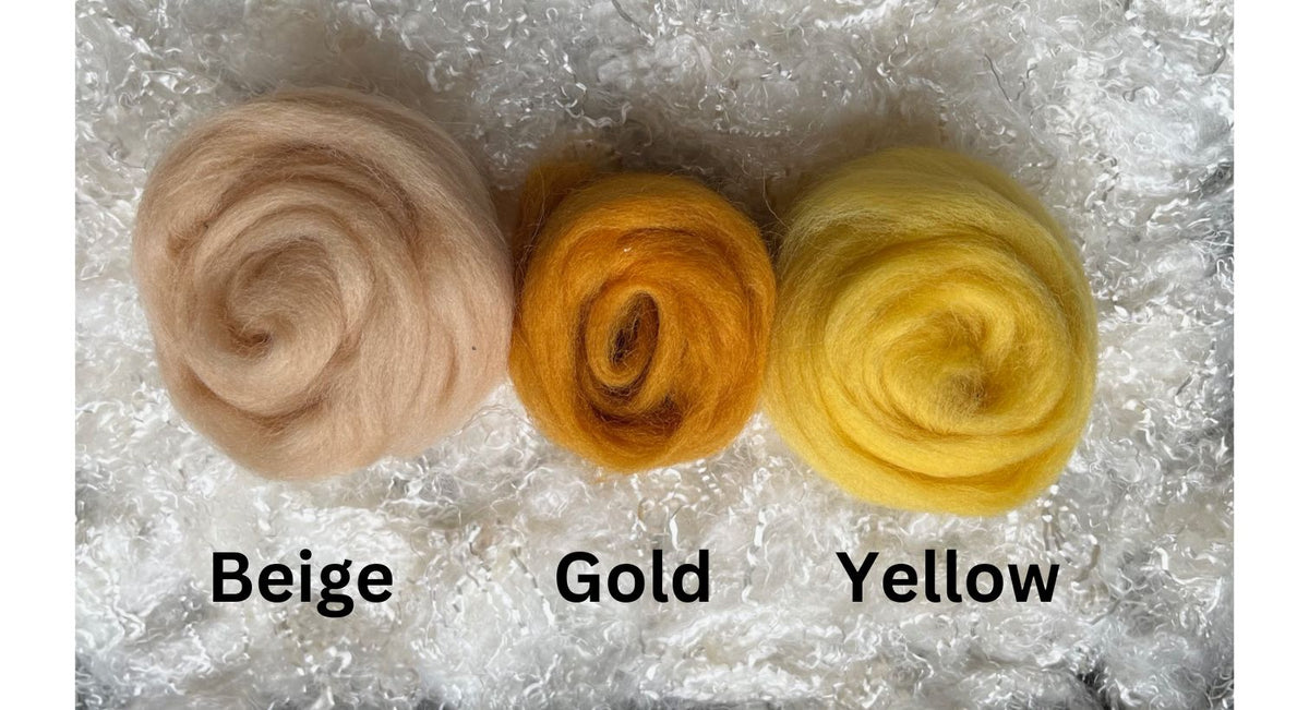 Gold dyed Corriedale wool top roving, fourth view