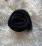 Black dyed Corriedale wool top roving