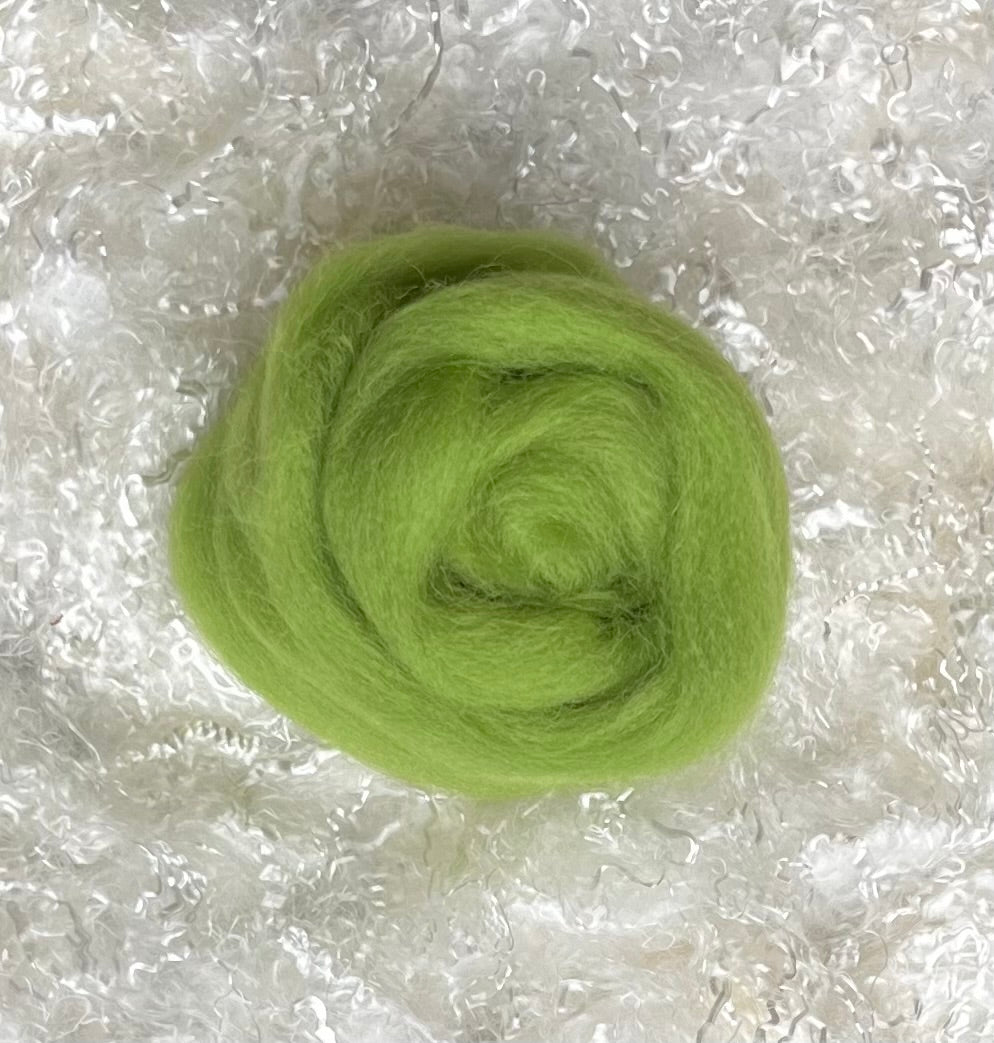 Lime Green dyed Corriedale wool top roving