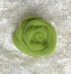 Lime Green dyed Corriedale wool top roving