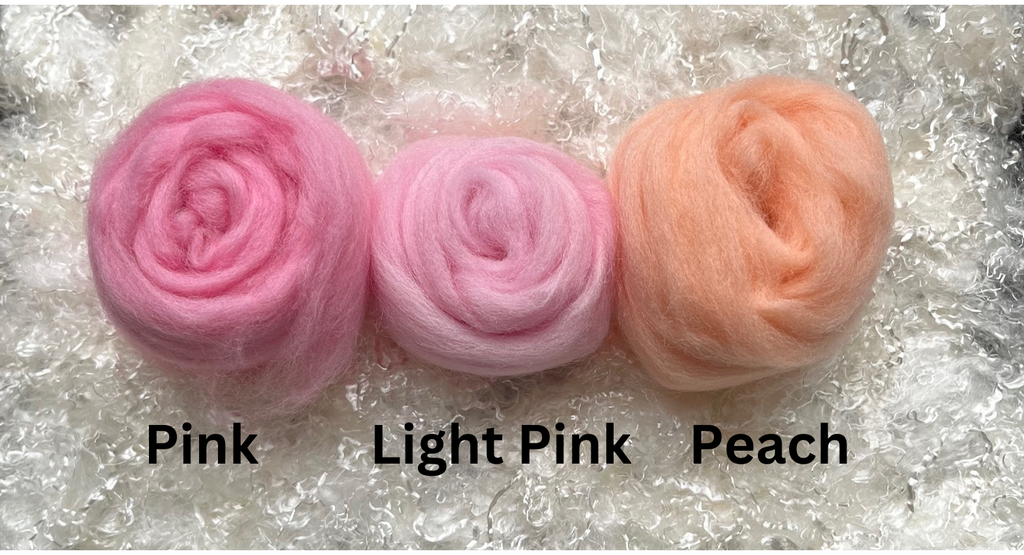 Light Pink dyed Corriedale wool top roving, second view