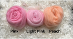 Light Pink dyed Corriedale wool top roving, second view