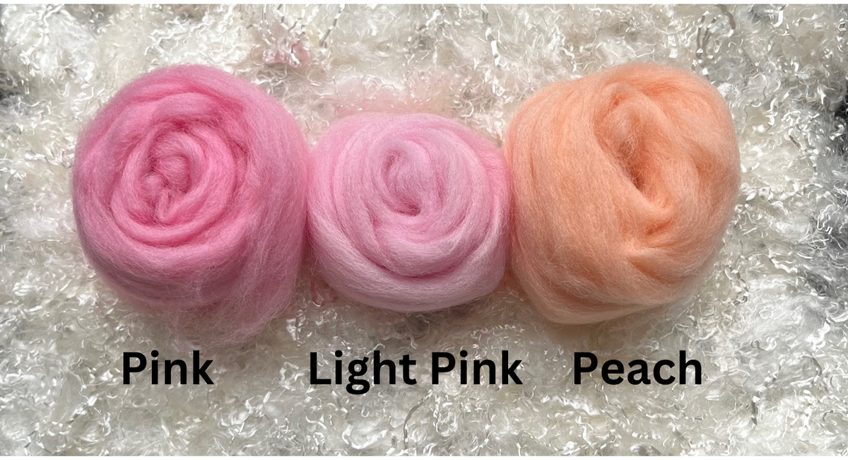 Light Pink dyed Corriedale wool top roving, second view