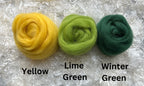 Lime Green dyed Corriedale wool top roving, second view