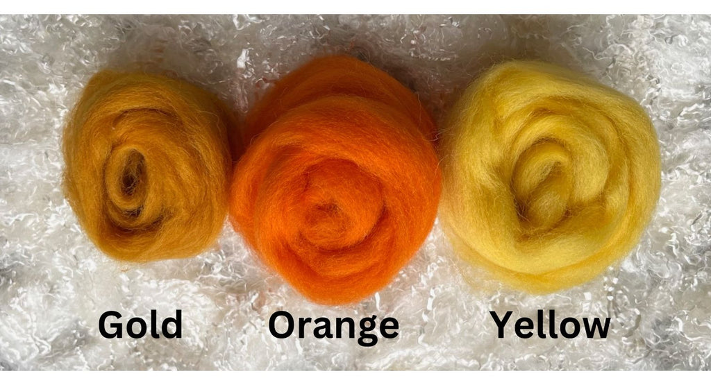 Orange dyed Corriedale wool top roving, second view