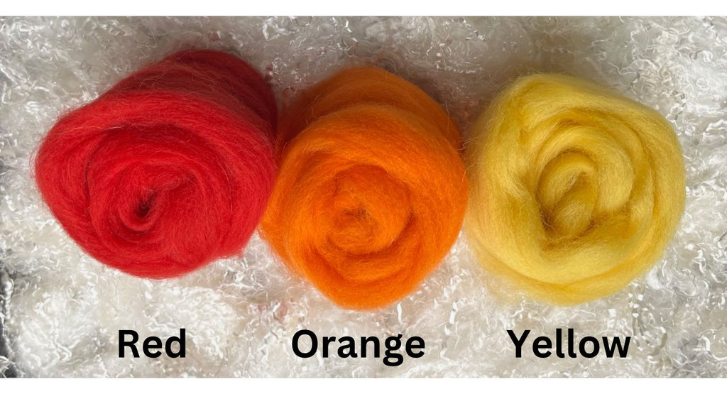 Orange dyed Corriedale wool top roving, third view