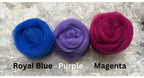 Purple dyed Corriedale wool top roving, second view