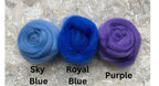Royal Blue dyed Corriedale wool top roving, third view