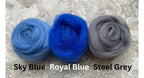 Royal Blue dyed Corriedale wool top roving, second view