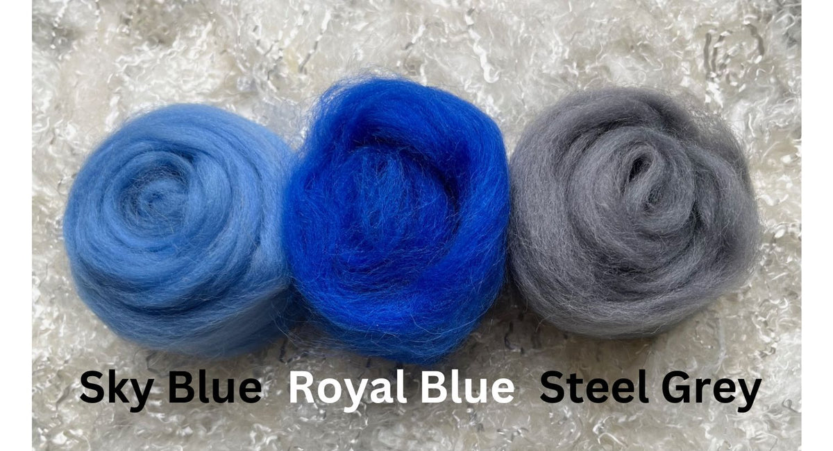 Royal Blue dyed Corriedale wool top roving, second view