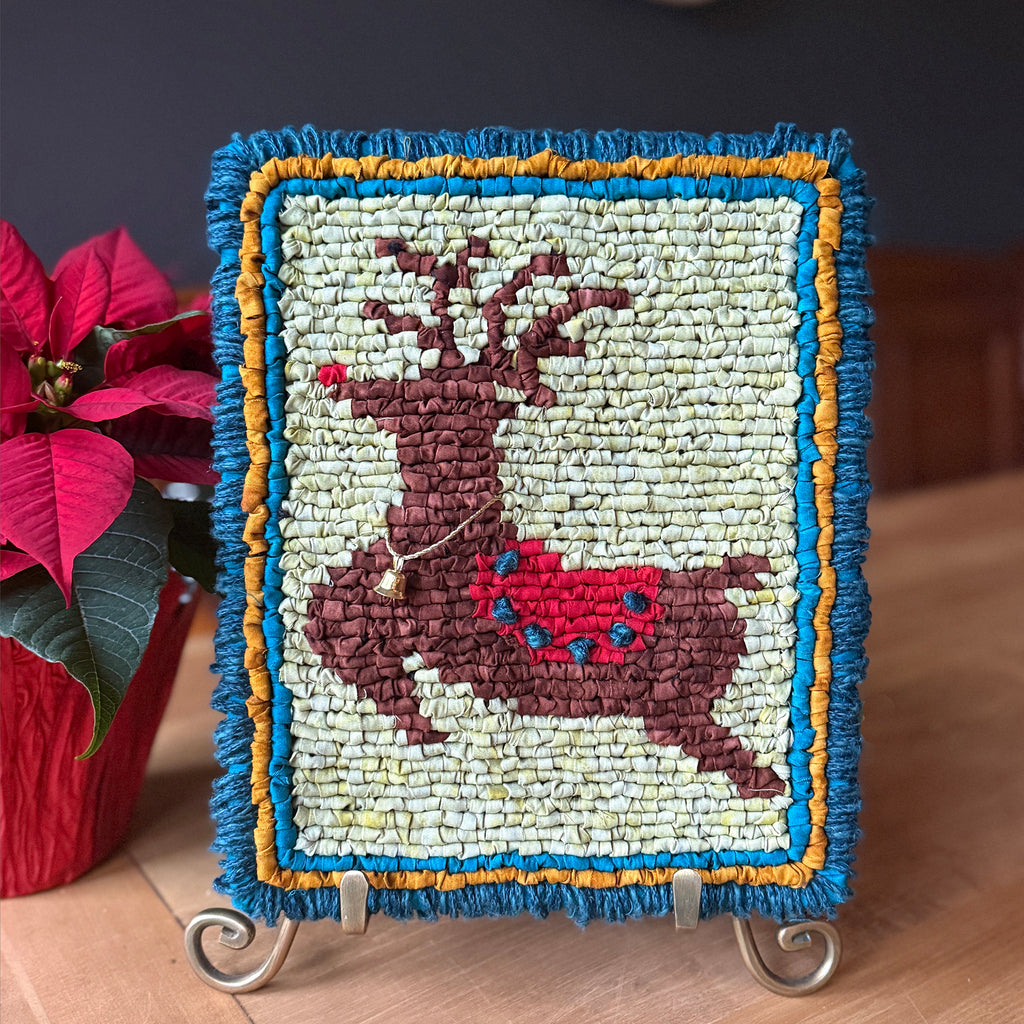 Rudolph the Reindeer - Locker Hooked Texture Greeting - Pattern Download