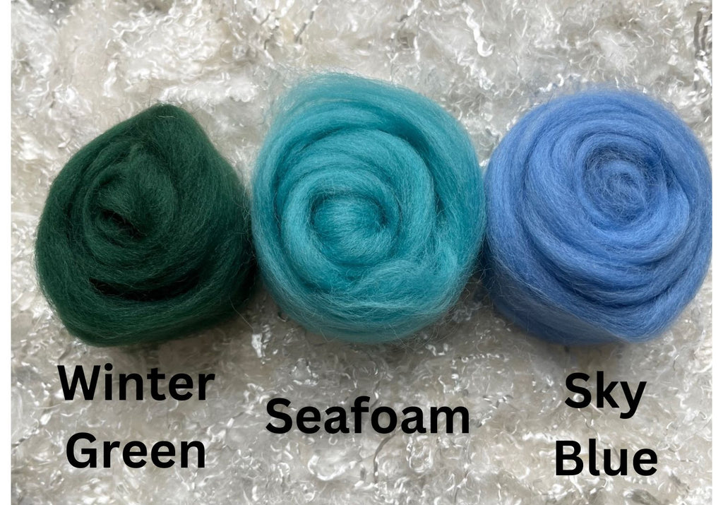 Seafoam dyed Corriedale wool top roving, second view