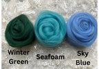 Seafoam dyed Corriedale wool top roving, second view
