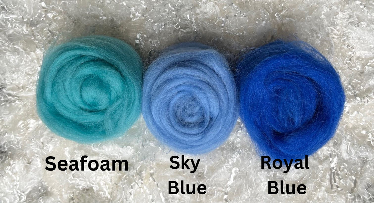 Sky Blue dyed Corriedale wool top roving, second view