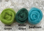 Winter Green dyed Corriedale wool top roving, second view