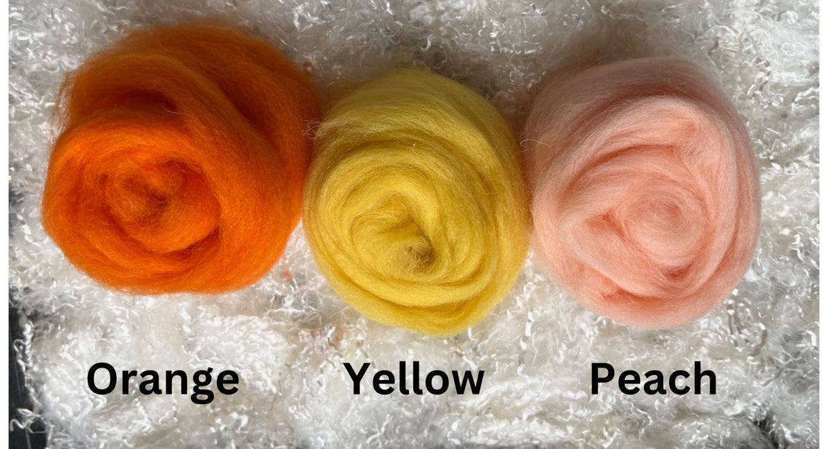 Yellow dyed Corriedale wool top roving, second view