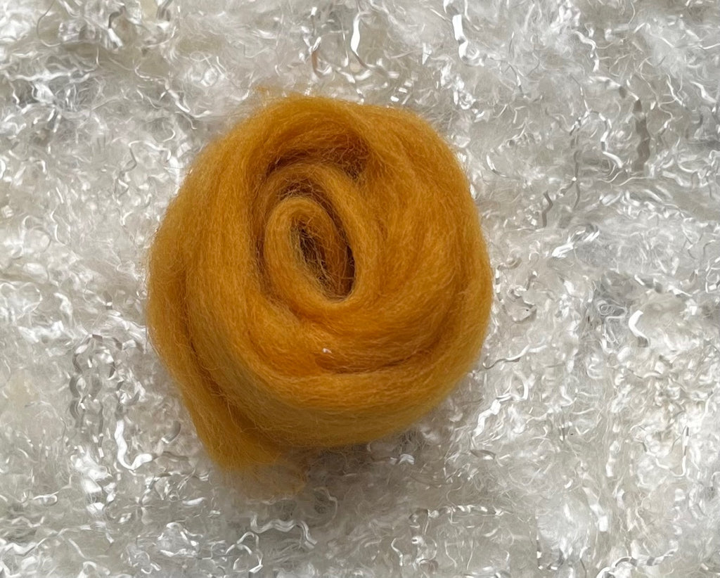 Gold dyed Corriedale wool top roving
