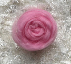 Pink dyed Corriedale wool top roving