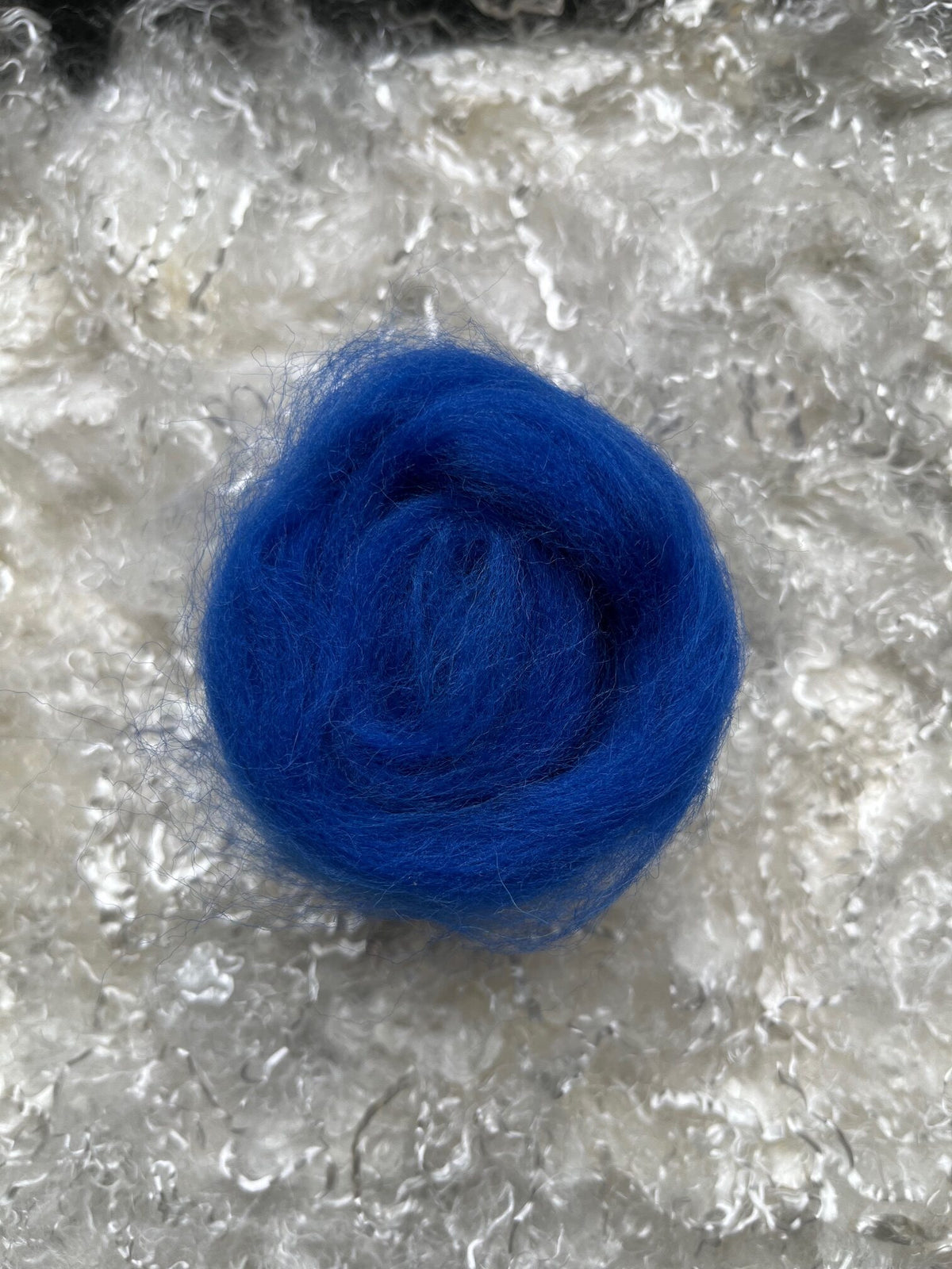 Royal Blue dyed Corriedale wool top roving