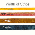 Hand-dyed cotton fabric strip width details