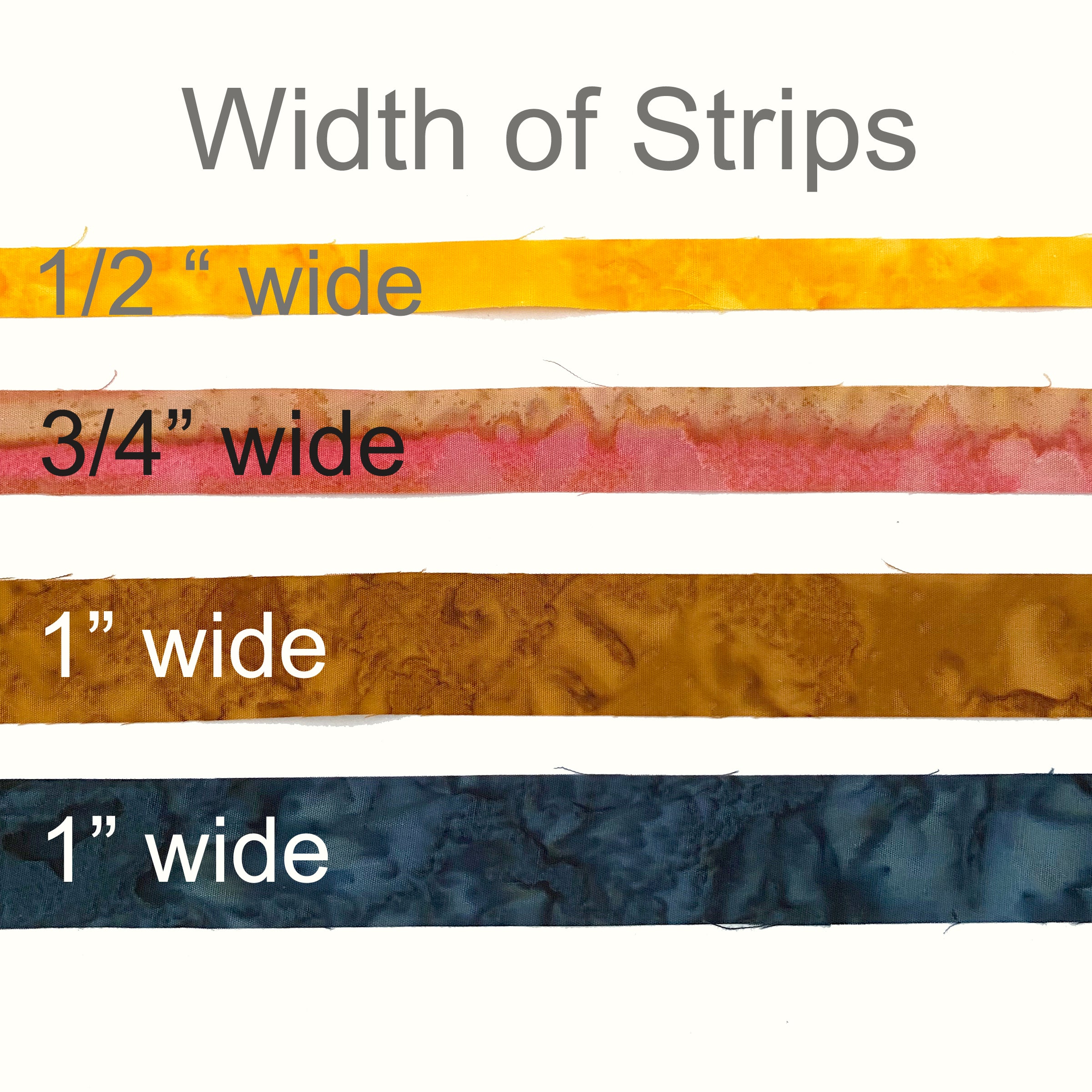 Hand-dyed cotton fabric strip width details