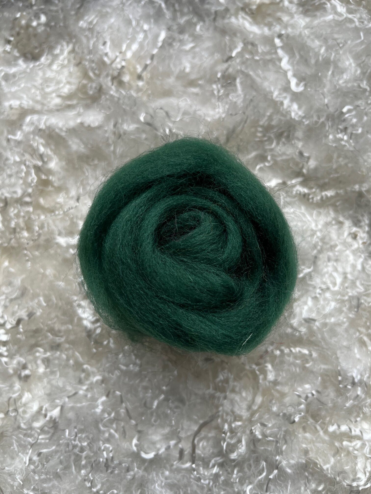 Winter Green dyed Corriedale wool top roving