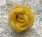 Yellow dyed Corriedale wool top roving
