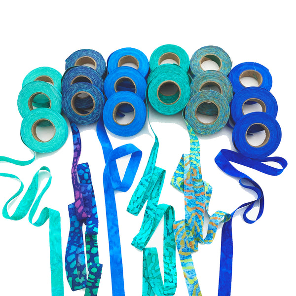 cotton fabric strips, hand-dyed, 3/4"wide, 260 yds, great for locker hooking, weaving, crochet, ribbon, gift wrap