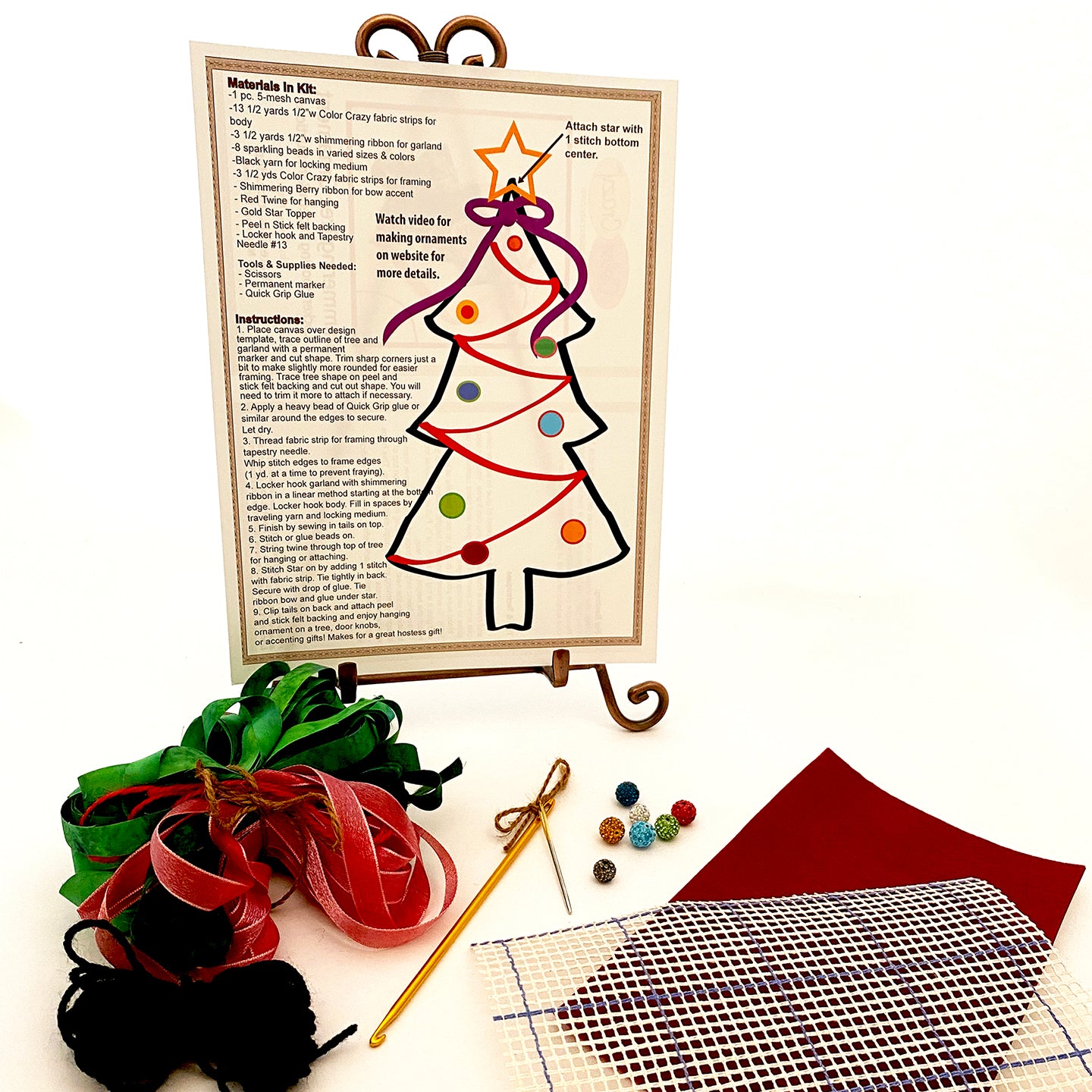 locker hook, Christmas tree, kit, locker hooking kit, craft kit, xmas, rug hooking, gift, holiday, ornament,