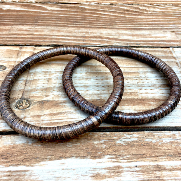 Rattan Wrapped Round Purse or Tote bag Handles