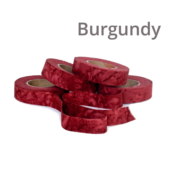 3/4" wide fabric strips ribbon, hand-dyed for locker hooking, weaving, knitting, crochet, journaling