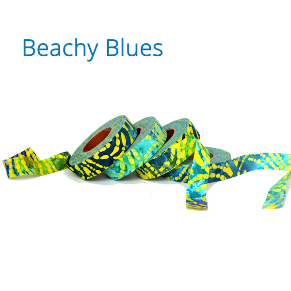 3/4" wide fabric strips ribbon, hand-dyed for locker hooking, weaving, knitting, crochet, journaling