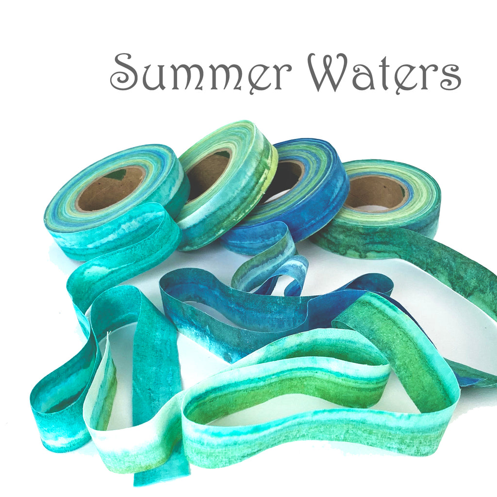 3/4"W Hand-Dyed Batik Fabric Strip--Water & Sky Collection