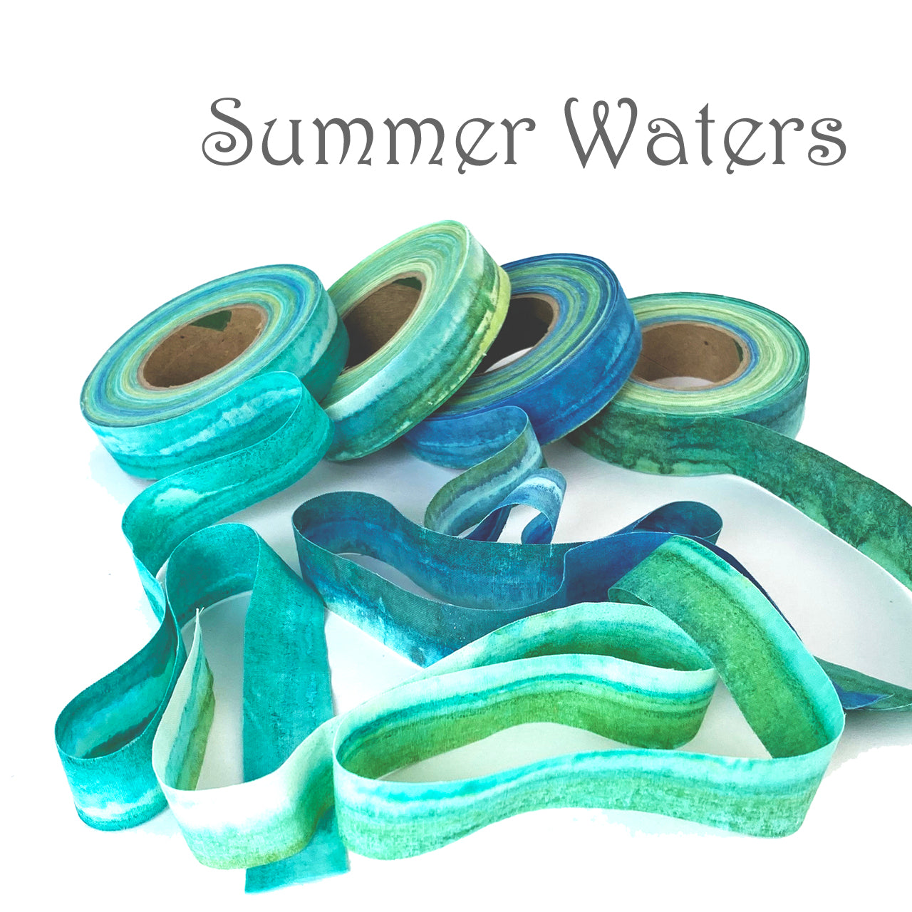 3/4"W Hand-Dyed Batik Fabric Strip--Water & Sky Collection