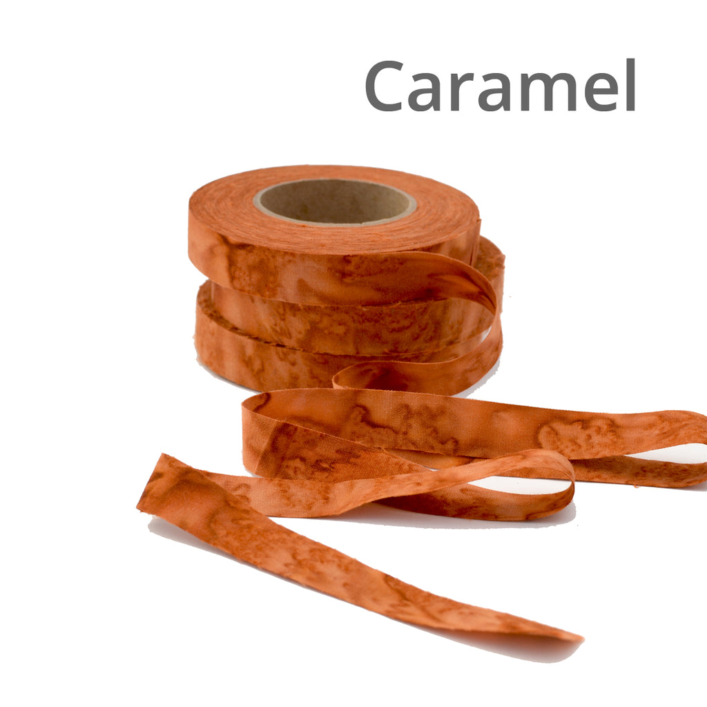 1/2" wide fabric strips ribbon, hand-dyed for locker hooking, weaving, knitting, crochet, journaling