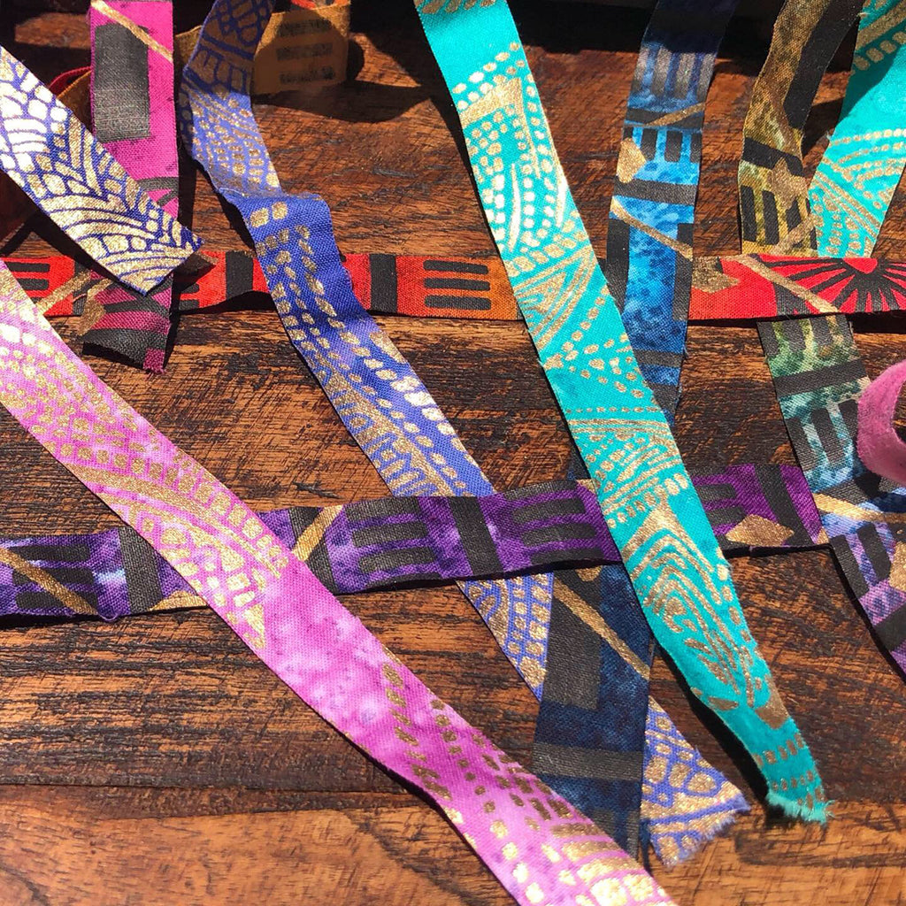 Gold Dust Collection Fabric Strips - 1/2"w & 3/4"w, Hand-Dyed Cotton