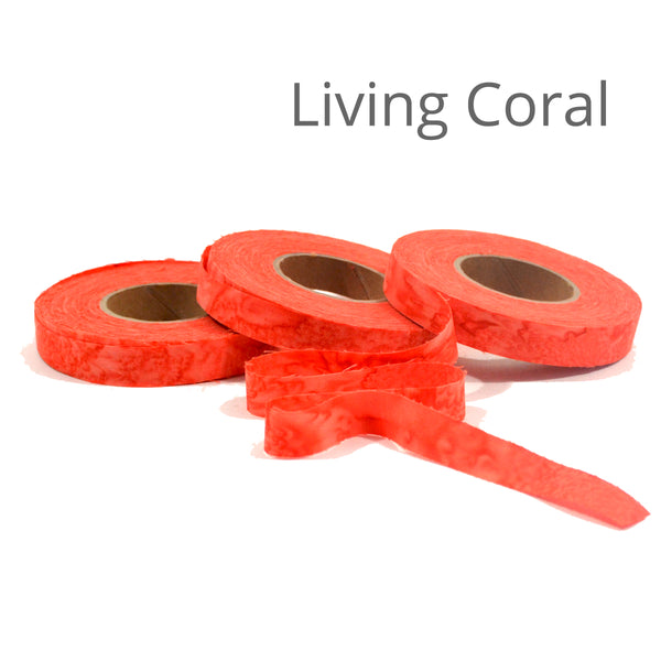 1/2" wide fabric strips ribbon, hand-dyed for locker hooking, weaving, knitting, crochet, journaling