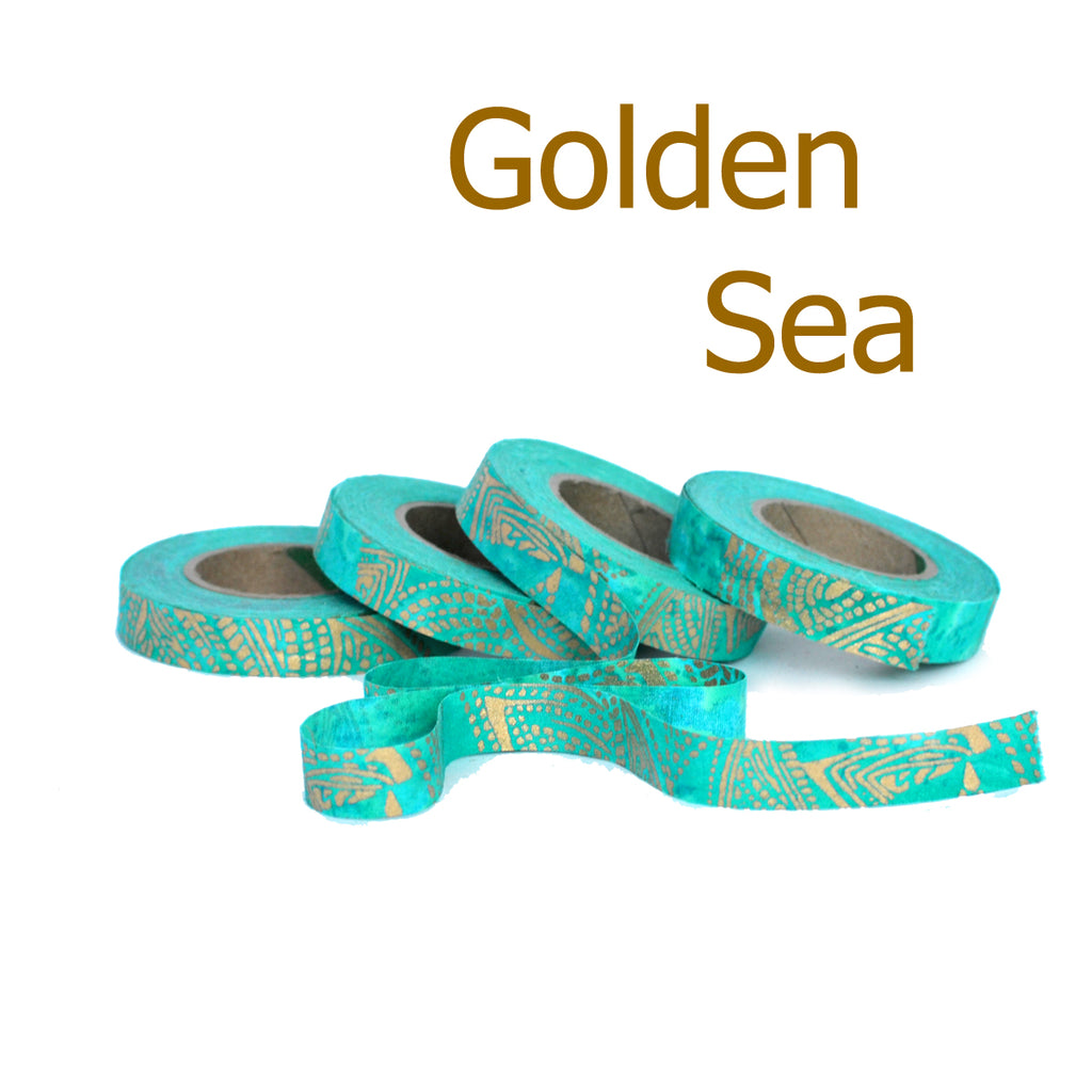 fabric strips, hand-dyed, gold stamp, scrapbook,, journaling