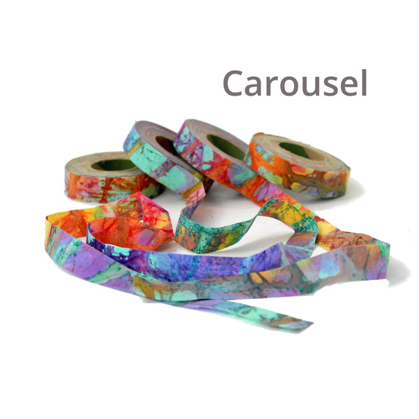 3/4" wide fabric strips ribbon, hand-dyed for locker hooking, weaving, knitting, crochet, journaling