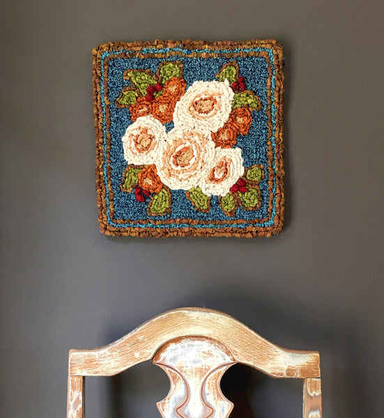 Locker hooked winter bouquet garden panel as wall art - Locker Hooking Kit from Color Crazy