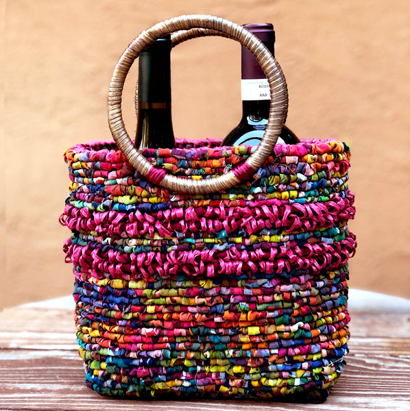 Color Crazy Locker Hooking kit for locker hooked Holiday Tote bag or wine carrier. 